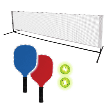 MinnARK Sports LED Pickleball Portable Set,  Light-Up Net, Paddles, and Balls, for Driveway & Backyard, Ages 3 