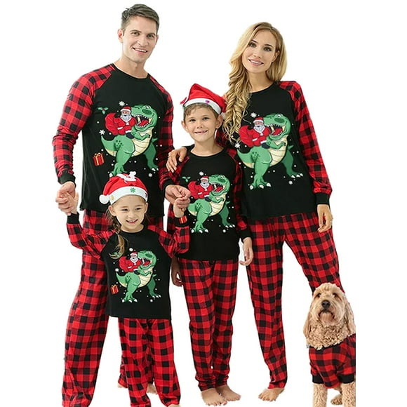 Christmas Family Matching Clothes Outfits for Couples Dog Owner Long Sleeve T-Shirt Casual Trouser Pant Set Xmas Party