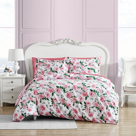 Betsey Johnson Blooming Roses Pink Full/Queen Duvet Cover Set