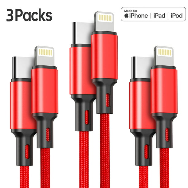 lindre session frugthave 3 Pack USB C to Lightning Cable [ Apple MFi Certified] 3/6/6 FT Nylon  Braided Fast Charging Cord, Type C Iphone Chargers Cables for iPhone 13/13  Pro/12 Pro Max/12/11/X/XS/XR/8 Plus, AirPods Pro,iPad