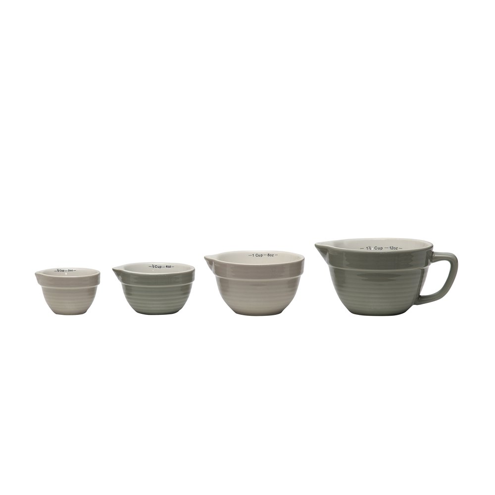 Creative CoOp Stoneware Measuring Cups, 6.13Inch, Multicolored, Set