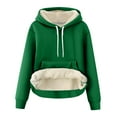 thumbnail image 7 of Women's Sherpa Fleece Hoodies Lined Pullover Fluffy Winter Warm Sweatshirts Solid Color Hooded Sweatshirt with Kangaroo Pocket, 7 of 7