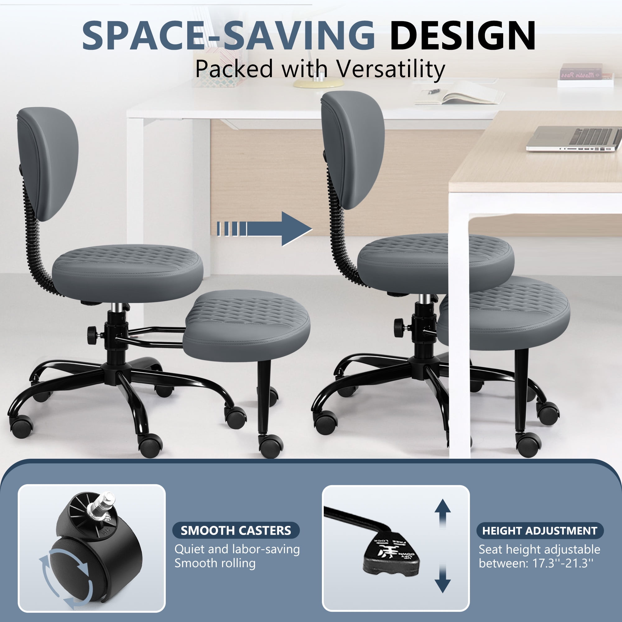 Primy Ergonomic Cross Legged Office Chair, ADHD Meditation Yoga Chair with Back Support, Adjustable Height Kneeling Chair for Adults with Wide Seat