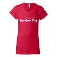 thumbnail image 2 of Old School Speaker City Movie Pop Culture Womens V-Neck Tee, Red, Large, 2 of 3