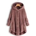 thumbnail image 1 of MKLEKYY Light Jackets for Women Women Plus Size Button Tops Hooded Loose Cardigan Wool Coat Winter Jacket, 1 of 3