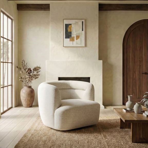 Safavieh Couture Joangela Barrel Back Swivel Chair, Taupe