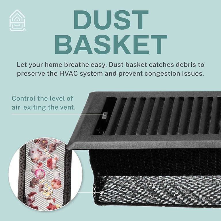 Home Intuition Contemporary 4x12 Inch Decorative Floor Register Vent with  Mesh Cover Trap, Matte Black - Walmart.com