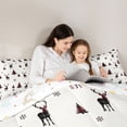 thumbnail image 5 of Homewish Kawaii Winter Reindeer Elk Queen Comforter Set, Cartoon Christmas Tree Bedding Sets, Snow Snowflake Reversible Bedding Comforter Set, Lightweight Room Decor, 3pcs, 5 of 8
