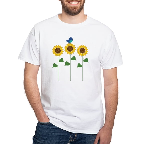 CafePress - Sunflower Garden Bird T Shirt - Men's Classic T-Shirts