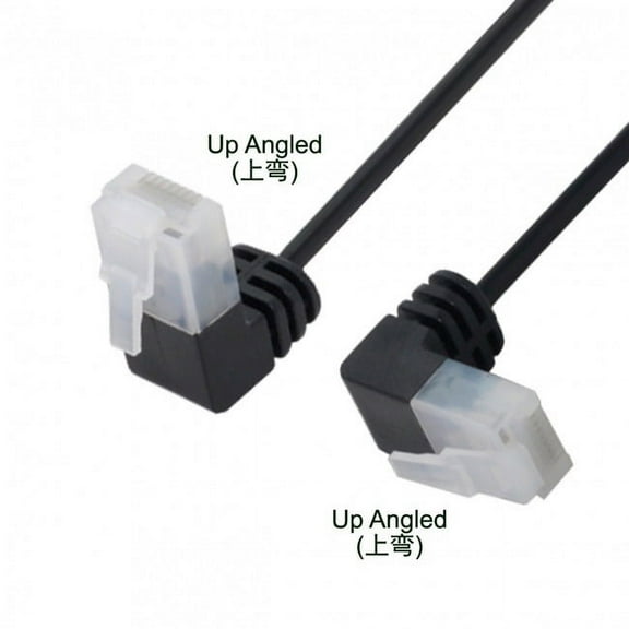 JSER Ultra Slim Cat6 Ethernet Cable RJ45 Up Angled 25cm UTP Network Cable Patch Cord 90 Degree Cat6a Lan for Laptop Router TV BOX