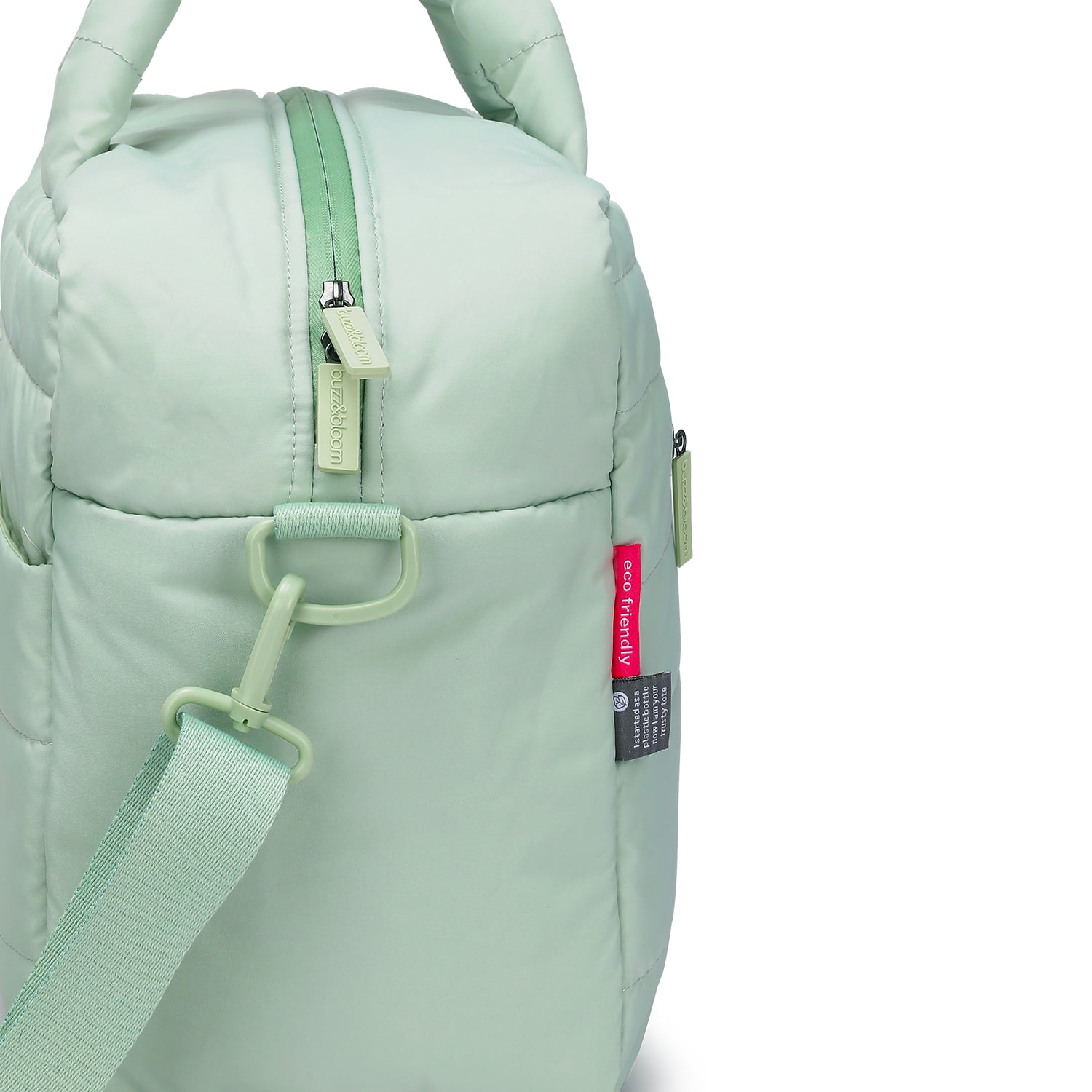 Buzz&Bloom Baby Diaper Bag Tote, Large Capacity Travel, Hospital Bag Functional with Changing Pad and Stroller Attachments (Sage).