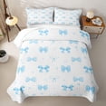 thumbnail image 2 of spefrowx Cute Polka Dot Bow Bed Spread Queen for Girls, Blue Cartoon Watercolor Queen Coverlet Set, 3pcs, 2 of 7