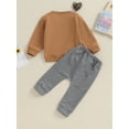 thumbnail image 4 of Suealasg Toddler Baby Boys Fall Tracksuit Outfits Clothes 6M 1T 2T 3T Kids Boys Long Sleeve Letter Print Sweatshirt and Sweatpants 2Piece Casual Autumn Clothing for Newborn Infant Boys, 4 of 9