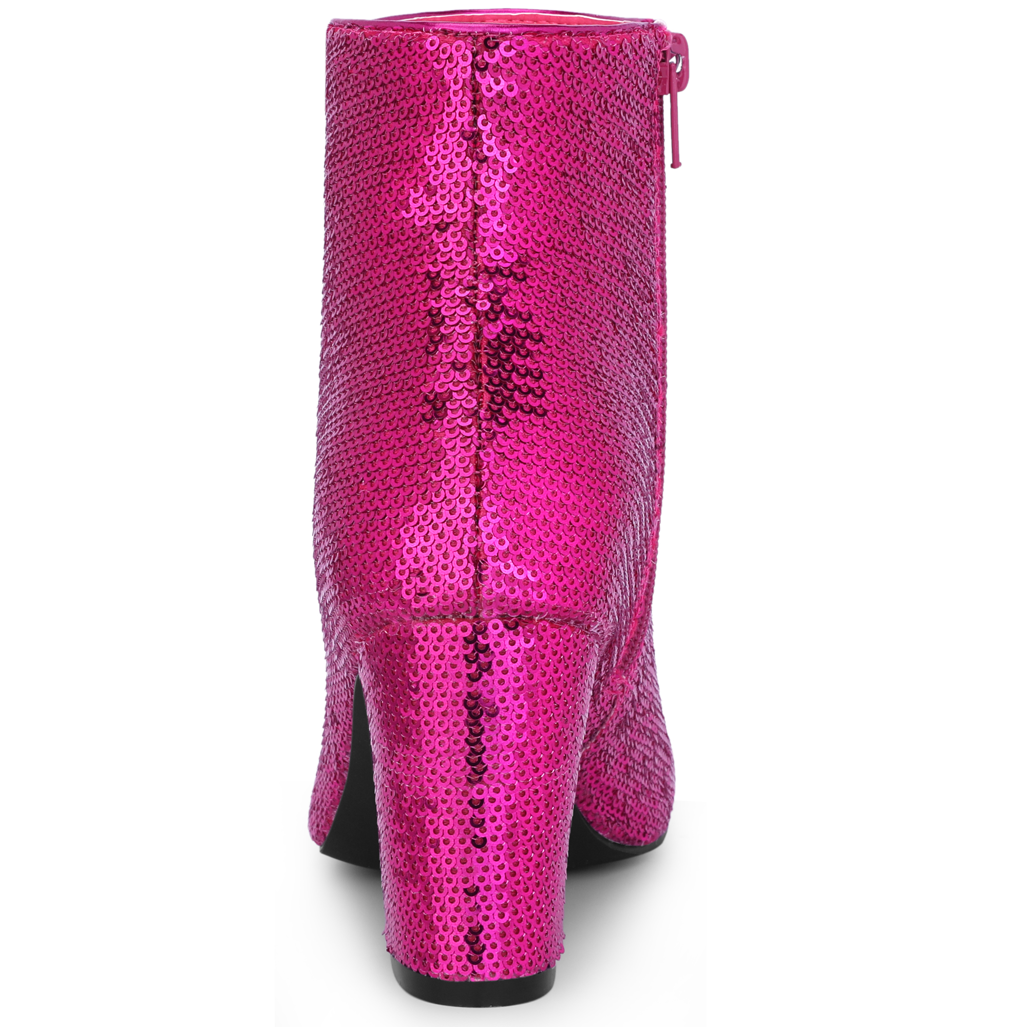 DARING DIVA Round Toe Block Heels Sequin Ankle Boots Hot Pink 9