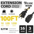 thumbnail image 2 of Cable de extensión YOJOE de 100 pies, calibre 16, 10 A, para interiores y exteriores, negro, 2 of 7