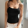 thumbnail image 4 of Delayuji Women Y2K Spaghetti Strap Camisole Crop Top Deep V Neeck Slim Vest Going Out Shirt Tank Tops Streetwear Black L Nylon,Spandex Spring Tops for Women, 4 of 9