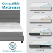 Boyd Sleep Sicily Gray Linen Queen Size Fully Upholstered Platform Bed Frame with Adjustable Headboard