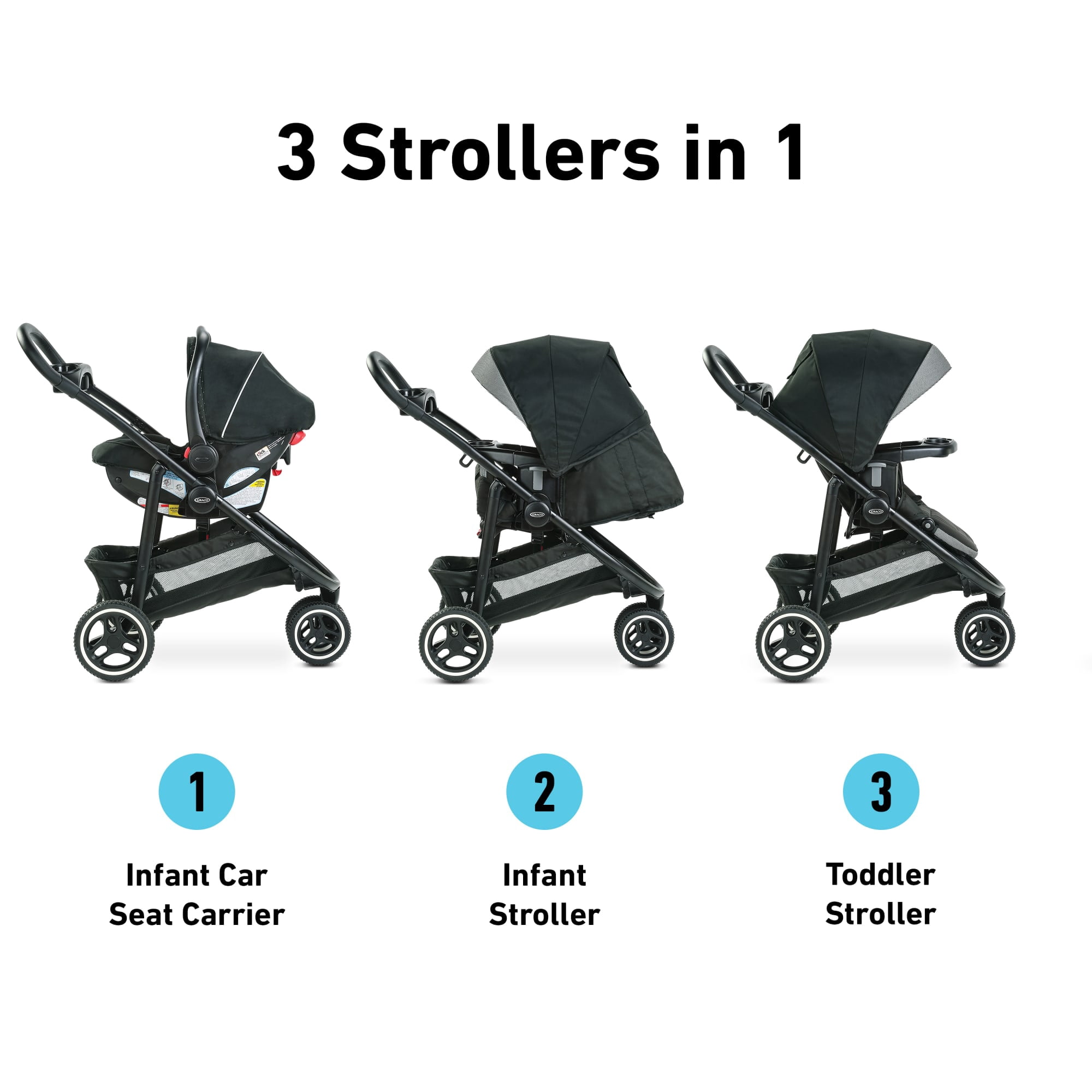 Graco Modes 3 Lite Platinum Travel System, Wit