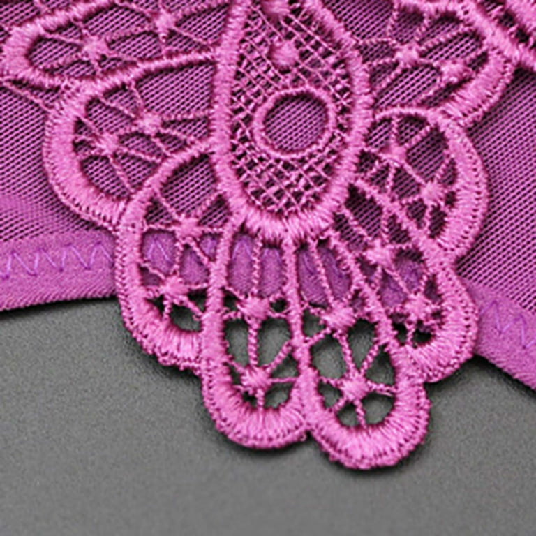 CBGELRT Underwear Women Transparent Women's Panties Sweet Embroidery  Butterfly Underwear Thongs Lingerie T-back Briefs Purple One Size