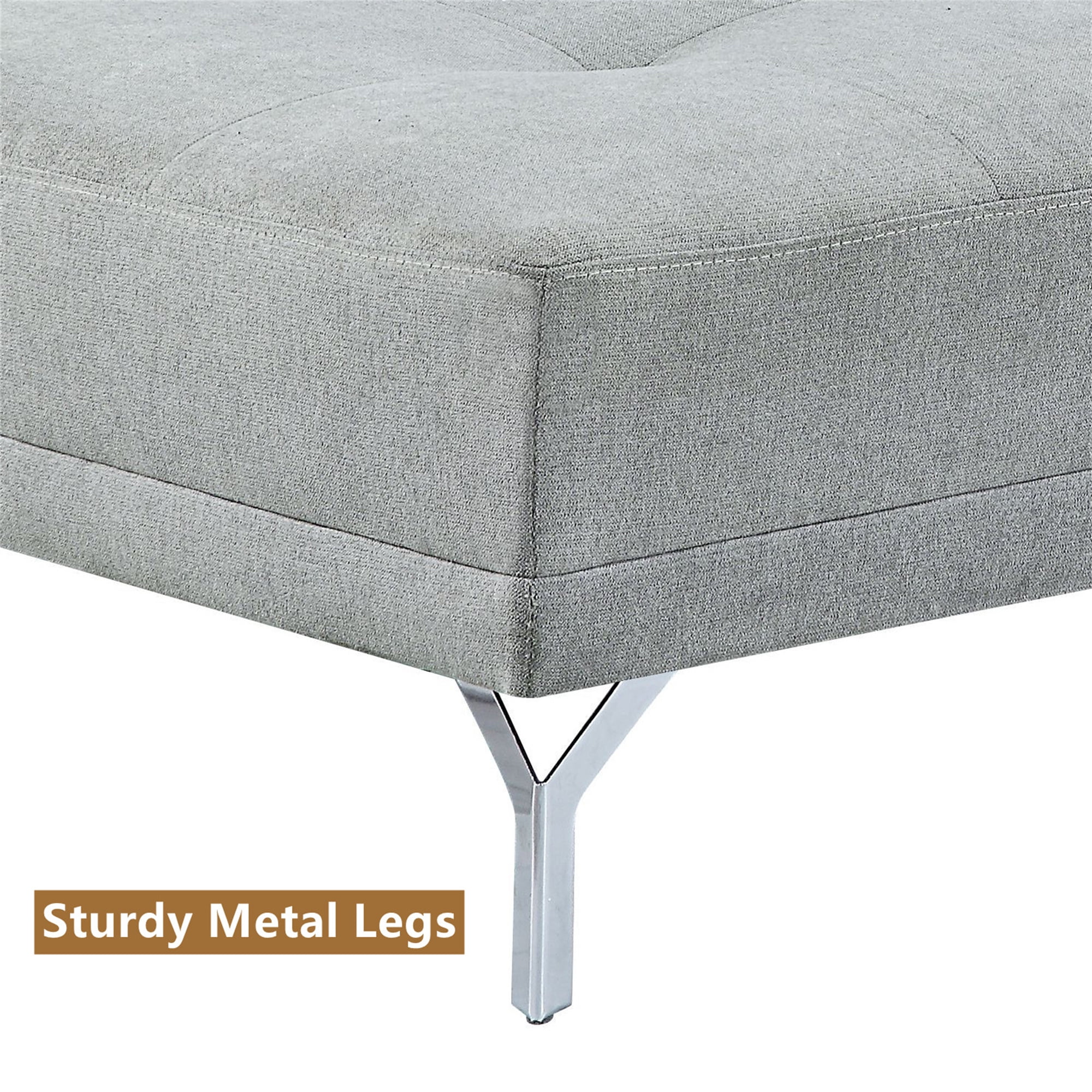 Aukfa 74"x34" Sofa Bed, Oversized Tufted Bench Lounge with Pillows, Twin Size, Flannel, Gray