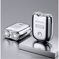 thumbnail image 3 of Men's Shaver Mini Portable Shaver, IPX7 Waterproof Electric Razor, Magnetic Double Ring Blade Head For Wet And Dry Use, 2-Speed USB Rechargeable, Long Battery Life, Compact Travel Size, 3 of 6