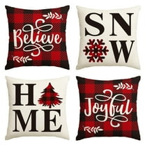 Sm:)e Seasonal 16” x 16” Red and Black Buffalo Plaid Polyester Decorative Pillow Covers (4 Count)