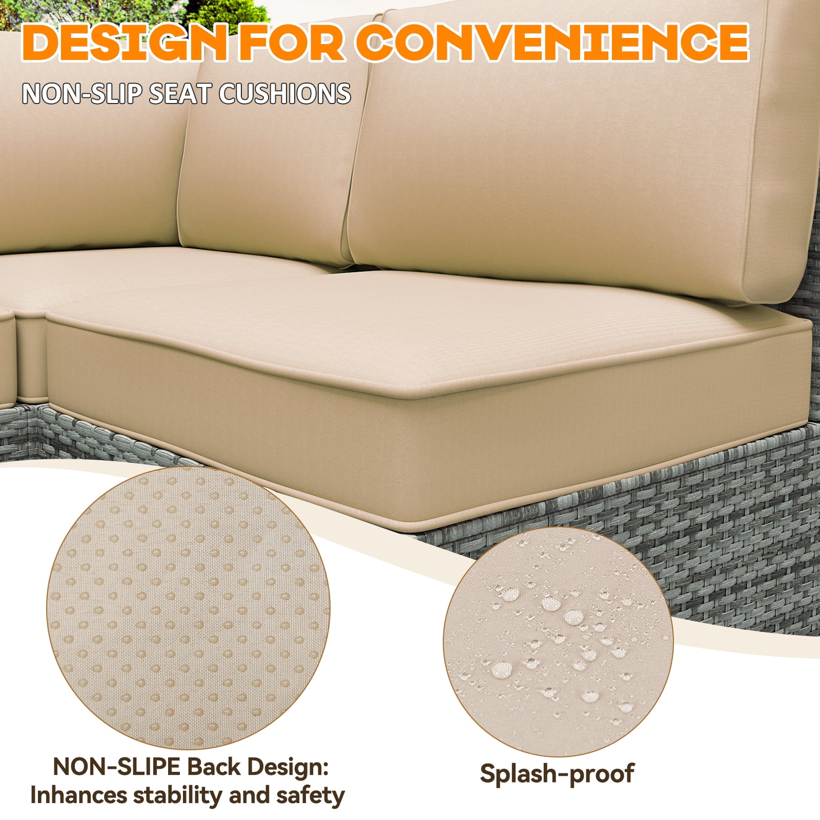 Outdoor Cushions Set of 14 for 7 Pieces Sectional Rattan Conversation Sets,Outdoor Furniture Replacement Cushions for Patio Furniture,4-INCH Replacement Sofa Cushions