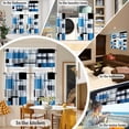 thumbnail image 5 of Blue Geometric Blackout Kitchen Window Tier Curtains and Valance Set, 36 Inch Abstract Art Window Curtains Set with Rod Pocket for Small Windows, Living Room or Bathroom, 5 of 6