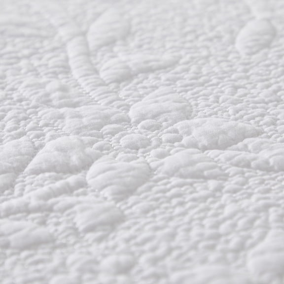 King Size Quilted Pillow Shams Cotton Set of 2 White Shabby Vintage Farmhouse Decorative Pillow Covers for King Size Bed