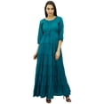 thumbnail image 1 of Bimba Women's 3/4 Sleeve Summer Cotton Maxi Dress Drawstring Waist, 1 of 8