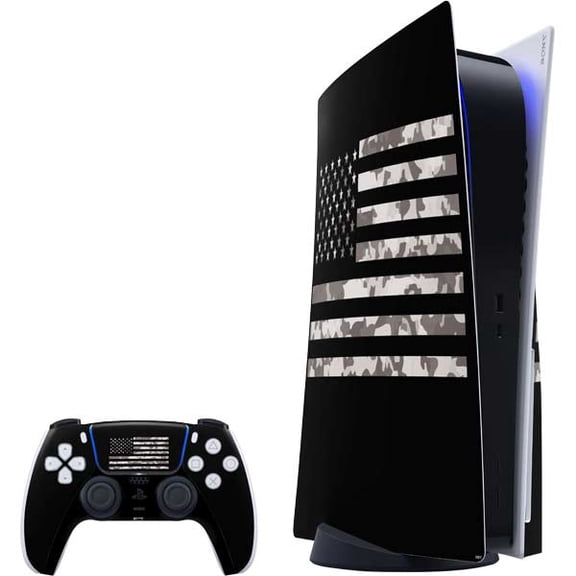 Skinit Black and White Camo American Flag PS5 Bundle Skin
