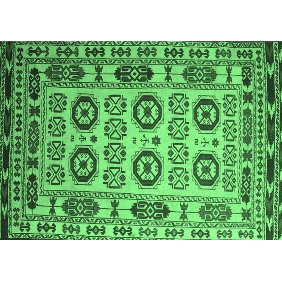 Ahgly Company Indoor Rectangle Southwestern Emerald Green Country Area Rugs, 3' x 5'
