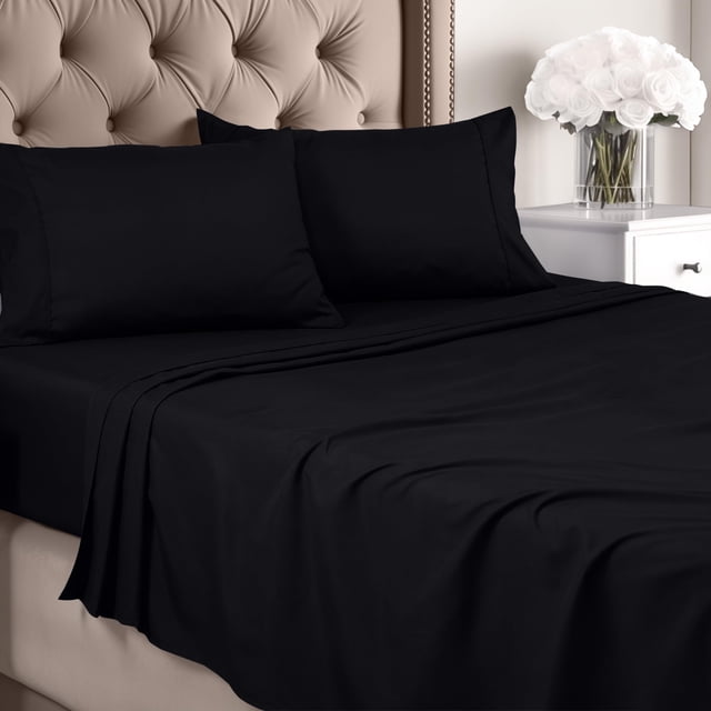 Juego de sábanas Utopia Bedding de microfibra totalmente cepillada, color negro