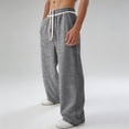 thumbnail image 3 of Wide Leg Sweatpants Men Elastic Waist Straight Leg Loose Fit Casual Sweat Pants Trousers with Pockets, 3 of 6