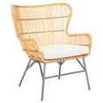 thumbnail image 3 of SAFAVIEH Lenu Rattan Accent Chair w/Cushion, Natural/Black, 3 of 11