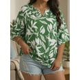 thumbnail image 6 of Oryer Womens Plus Size Tops V Neck 3/4 Bell Sleeve Womens Blouse, Trendy Tunic Summer Shirts for Women 1X-5X, 6 of 7
