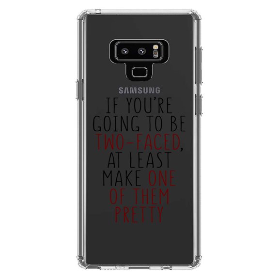 DistinctInk Clear Shockproof Hybrid Case for Samsung Galaxy Note 9 - TPU Bumper Acrylic Back Tempered Glass Screen Protector - If You're Going to Be Two-Faced Make One Pretty