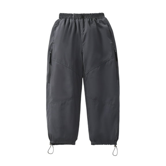 uikmnh Kids Winter Lined Cargo Pants Softshell Windproof Water Loose Fit Outdoor Casual Trousers for Children Color:Grey,Size:10-11 Years