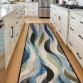 thumbnail image 6 of Blue Green Wave Abstract Hallway Runner Rug, 60x18 Inches Modern Wavy Long Floor Mat, Non-Slip Washable Contemporary Art Rug for Entryway Kitchen, 6 of 9