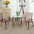 thumbnail image 1 of Costway 2PCS Patio Chairs Dining Chair Deck Yard W/Armrest Brown, 1 of 9