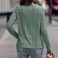 thumbnail image 4 of Homenesgenics Fall Tops for Women Long Sleeves Women's Solid Color Round Neck T-Shirt with Irregular Buttons at The Hem Green M, 4 of 7