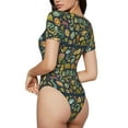 thumbnail image 3 of Balery Women'Scolorful Hippie Crew Neck Round Neck Short Sleeves Slim Fit Casual Basic Extender Bodysuit Daily Jumpsuit T Shirts-Medium, 3 of 9