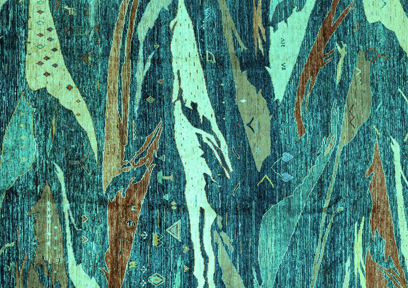 Ahgly Company Indoor Rectangle Abstract Turquoise Blue Modern Area Rugs ...