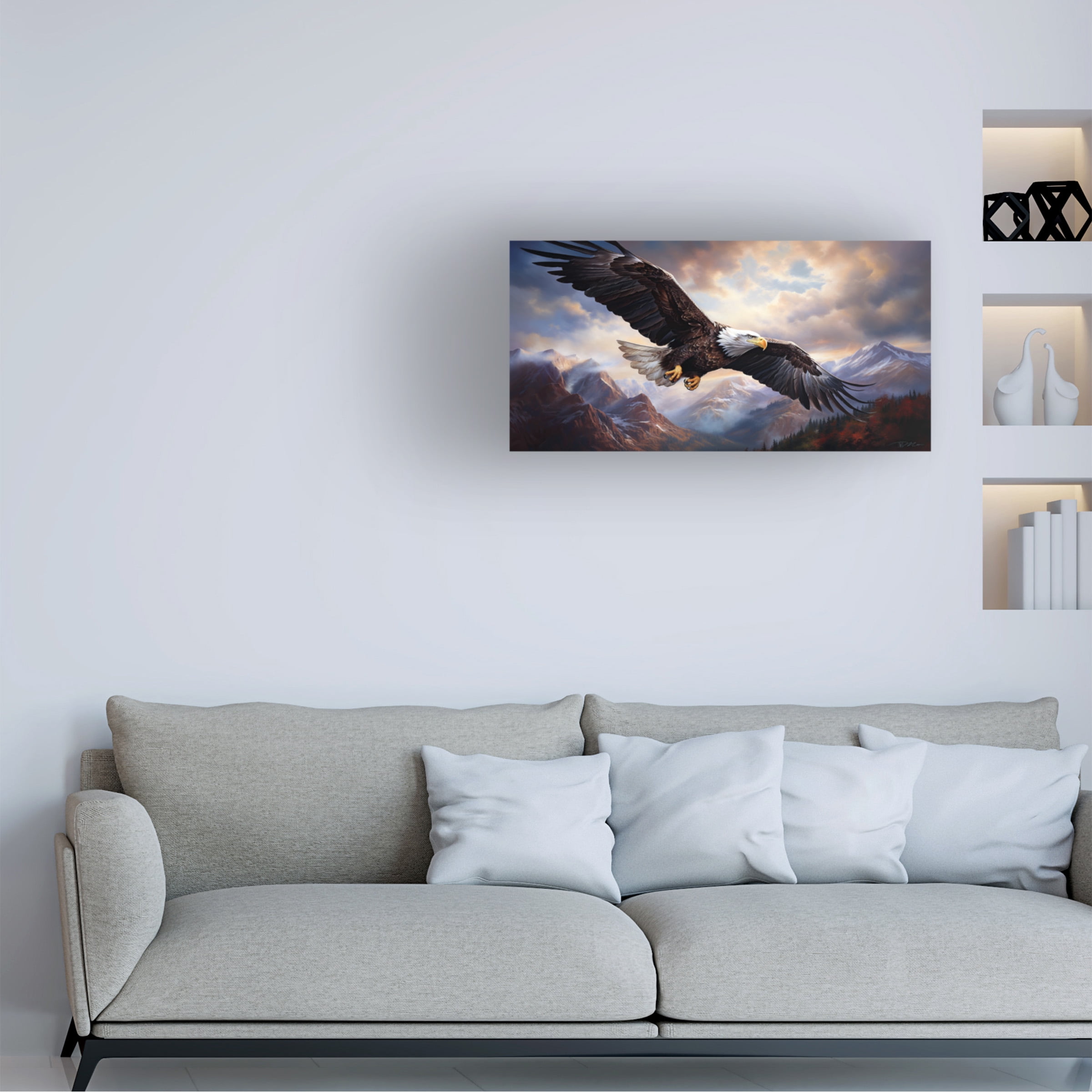 Canvas Wall Art - Momart 'Eagle Flying (4)' Wall Art for Living Room, Bedroom, or Office DÃ©cor by Trademark Fine Art - 19 x 10 Inches
