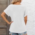 thumbnail image 5 of TKLPEHG Womens Tops Dressy Casual V-Neck Button Basic Tshirt Solid Color Lightweight Loose Short Sleeve T Shirt Fashion Comfy Summer Clothes Blouses (White,M), 5 of 8