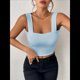 thumbnail image 4 of Top Corto Sexy Sin Mangas Ajustado con Tirantes Básicos para Mujer 2025 Azul Lago M, 4 of 7