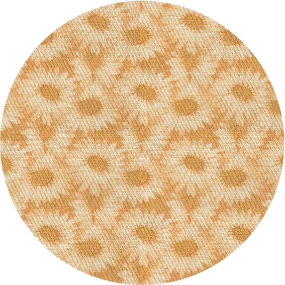 Ahgly Company Indoor Round Patterned Carrot Orange Area Rugs, 3' Round