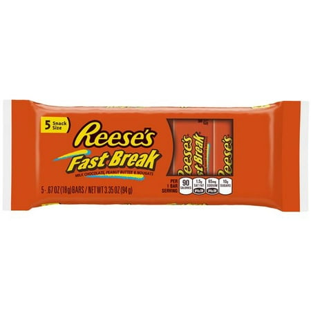 Reeses Fast Break Peanut Butter & Nougats Milk Chocolate Candy, 3.35 Oz., 5 Count
