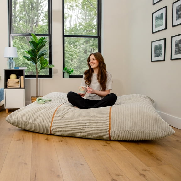 Big Joe Turnabout 3-in-1 Convertible Bean Bag Chair, Vanilla Latte