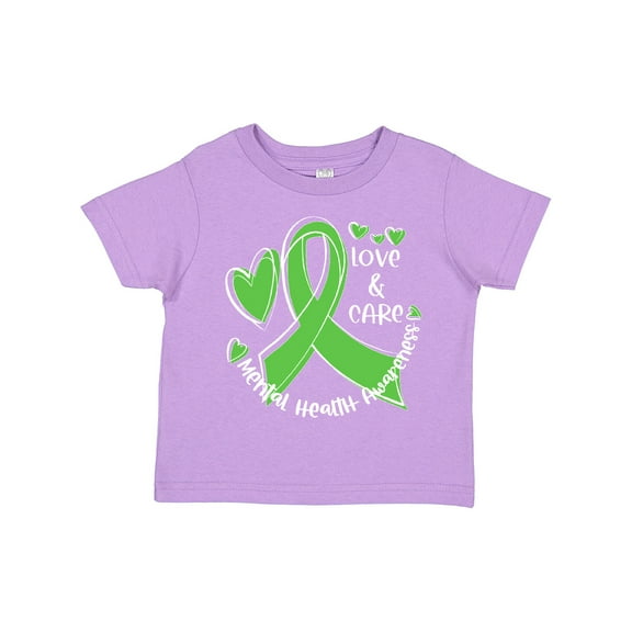 Inktastic Love and Care Mental Health Awareness Green Ribbon Boys or Girls Toddler T-Shirt
